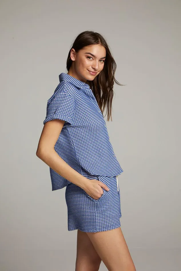 Womens Tops Chaser Brand Key West Cobalt Blue Button Down Top