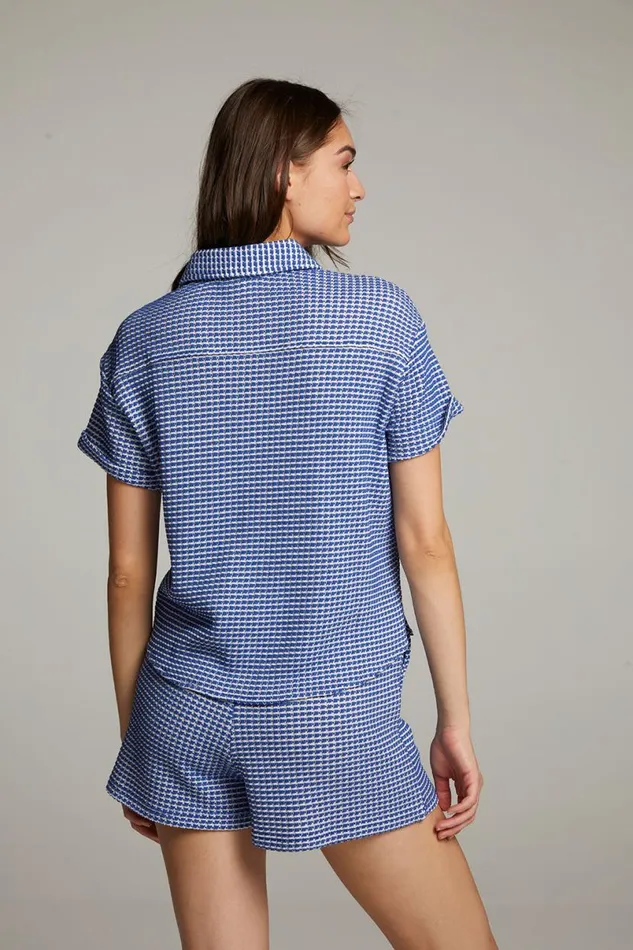 Womens Tops Chaser Brand Key West Cobalt Blue Button Down Top