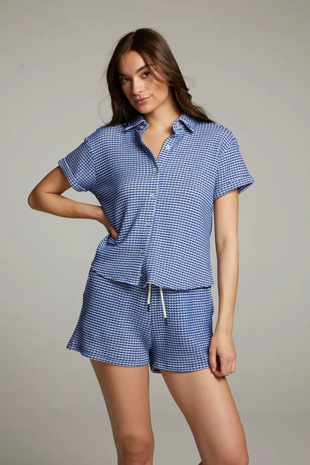 Womens Tops Chaser Brand Key West Cobalt Blue Button Down Top