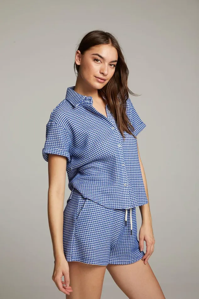 Womens Tops Chaser Brand Key West Cobalt Blue Button Down Top