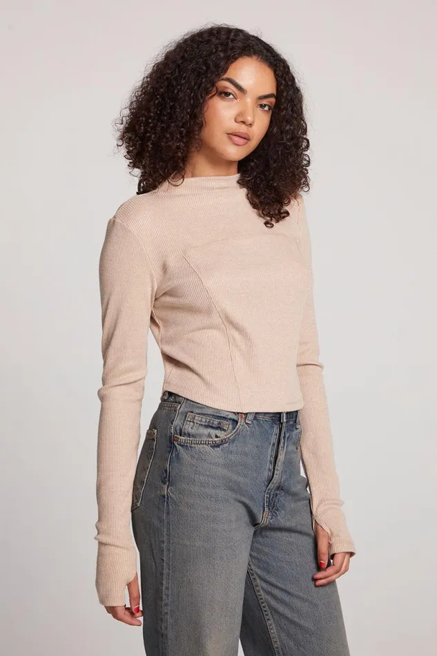 Womens Tops Chaser Brand Nahalll Toasted Coconut Long Sleeve