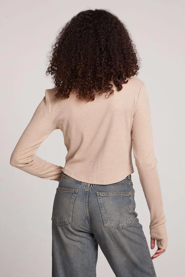 Womens Tops Chaser Brand Nahalll Toasted Coconut Long Sleeve