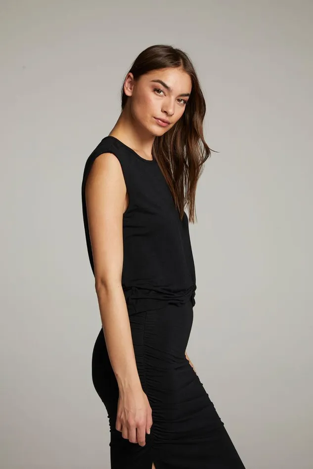 Womens Tops Chaser Brand Ocean True Black Tank