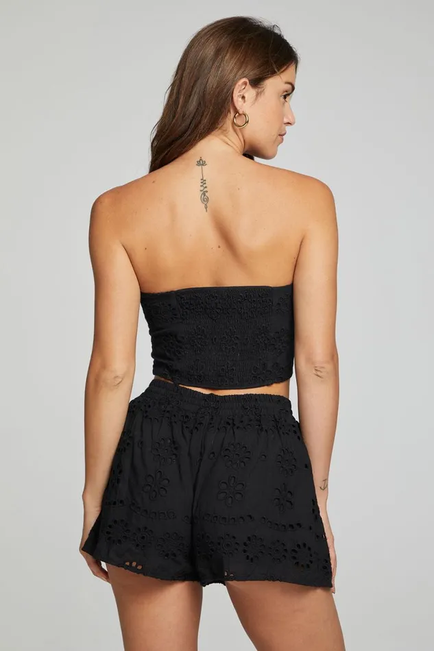 Womens Tops Chaser Brand Pier Crop Top 8211 Black Onyx