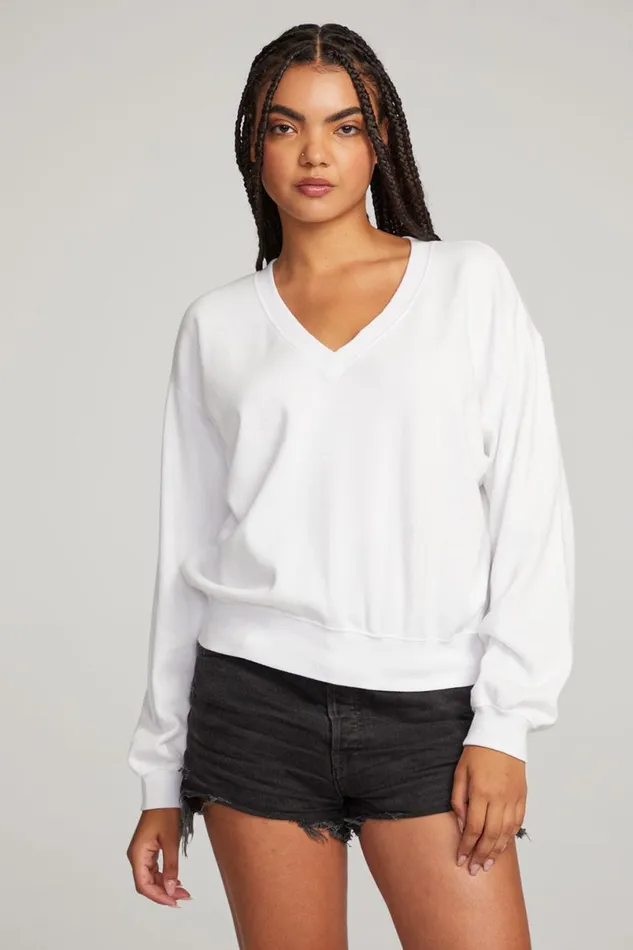 Womens Tops Chaser Brand Poppy White Pullover