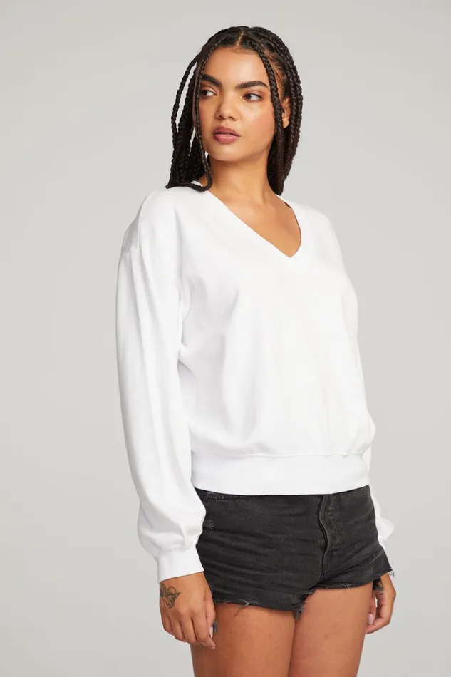 Womens Tops Chaser Brand Poppy White Pullover
