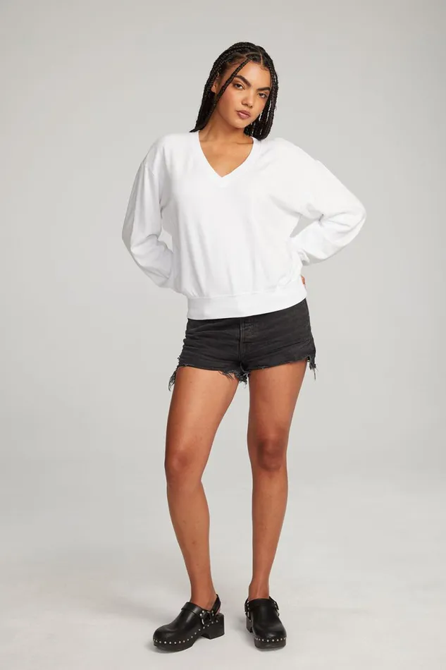Womens Tops Chaser Brand Poppy White Pullover