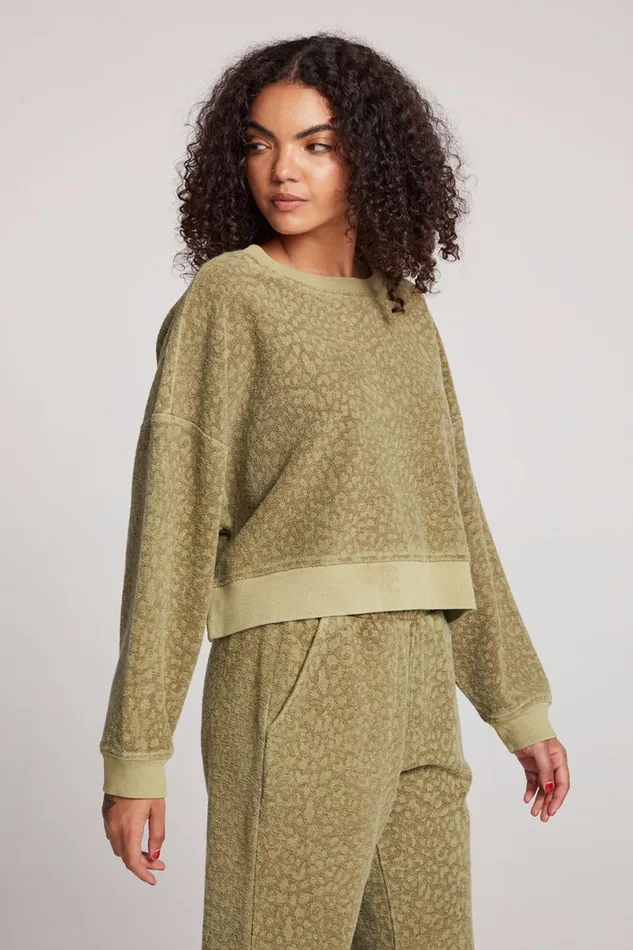 Womens Tops Chaser Brand Ramone Leopard Pullover