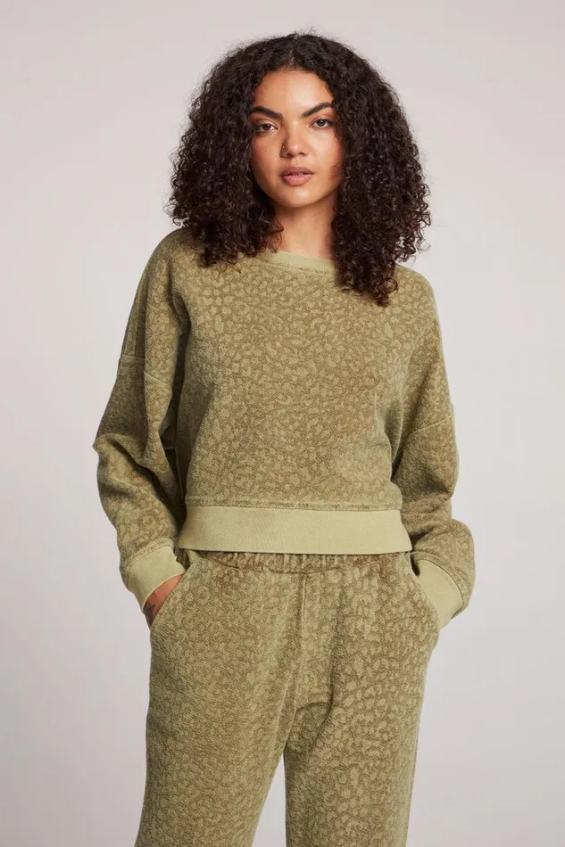 Womens Tops Chaser Brand Ramone Leopard Pullover