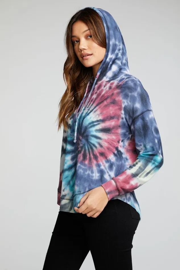 Womens Tops Chaser Brand Recycled Cozy Knit Long Sleeve Drop Shoulder Hi Lo Shirttail Hoodie
