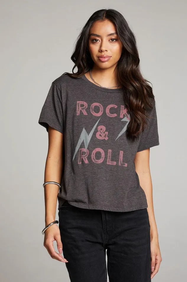 Womens Tops Chaser Brand Rock and Roll Forever Crewneck Tee