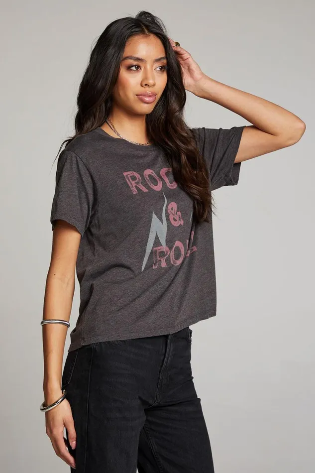 Womens Tops Chaser Brand Rock and Roll Forever Crewneck Tee