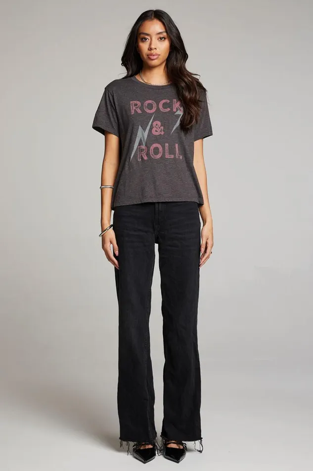 Womens Tops Chaser Brand Rock and Roll Forever Crewneck Tee