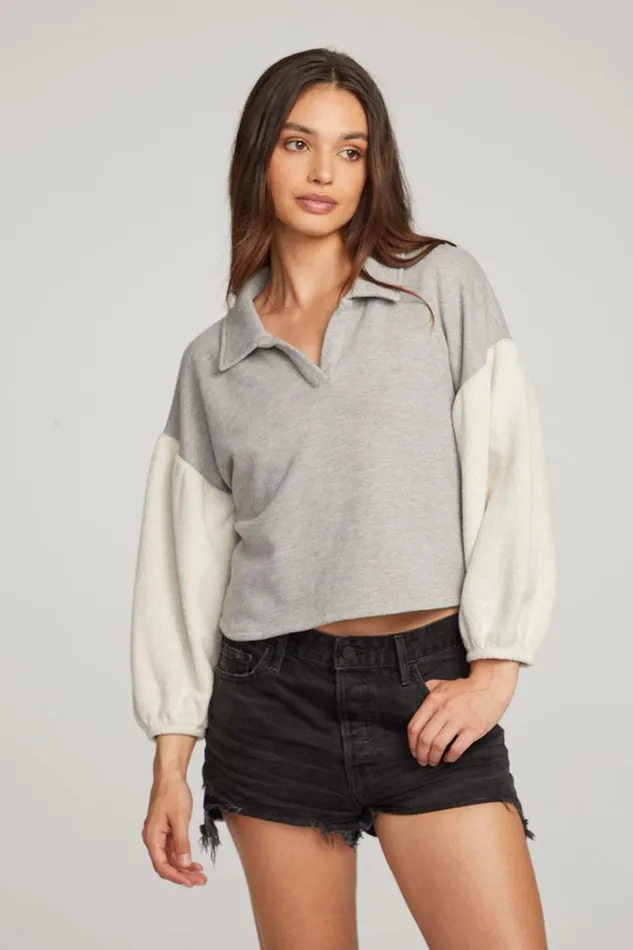Womens Tops Chaser Brand Saratoga Heather Grey Pullover