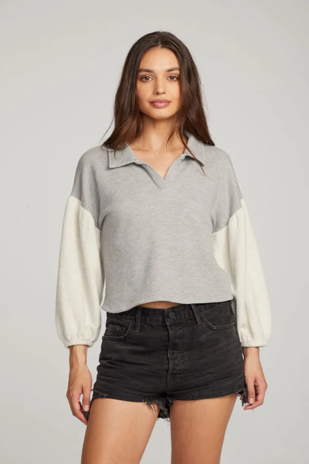 Womens Tops Chaser Brand Saratoga Heather Grey Pullover