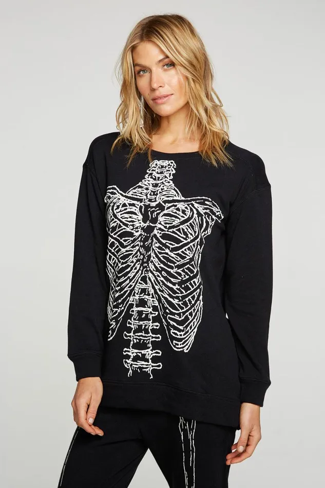 Womens Tops Chaser Brand Skeleton Pullover
