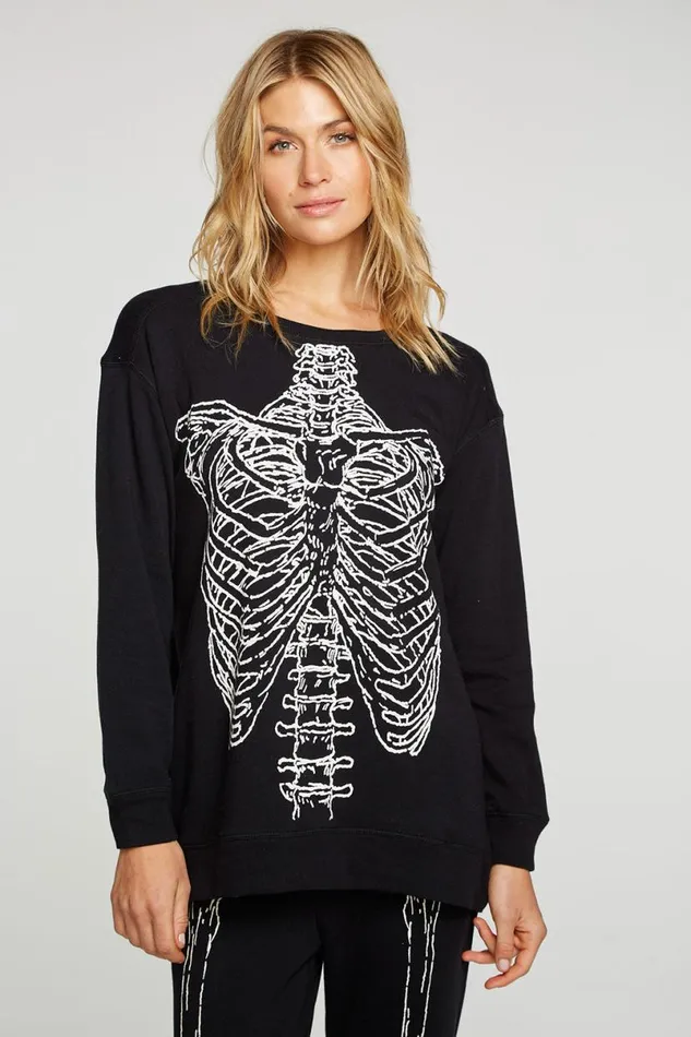 Womens Tops Chaser Brand Skeleton Pullover