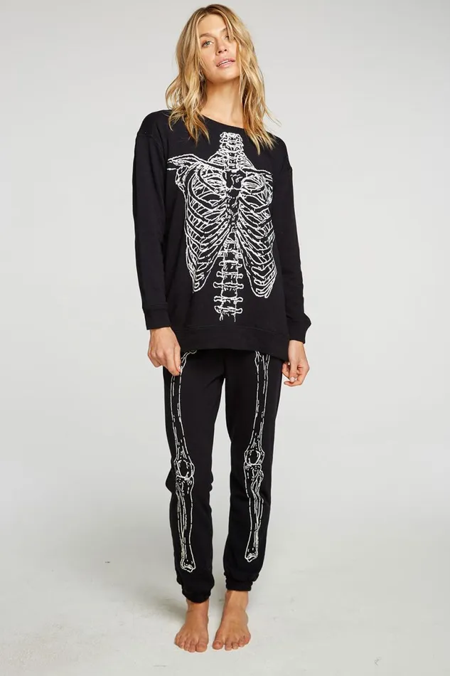Womens Tops Chaser Brand Skeleton Pullover