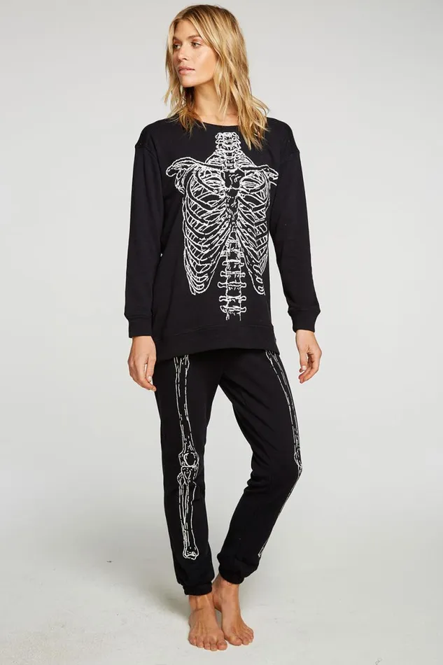 Womens Tops Chaser Brand Skeleton Pullover