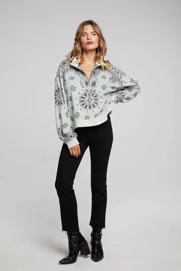 Womens Tops Chaser Brand Stella Matcha Half Zip Pullover