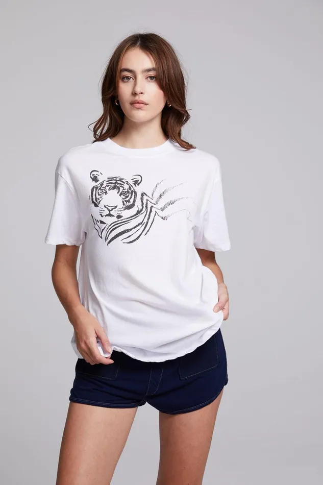 Womens Tops Chaser Brand Tiger Sketch Tee