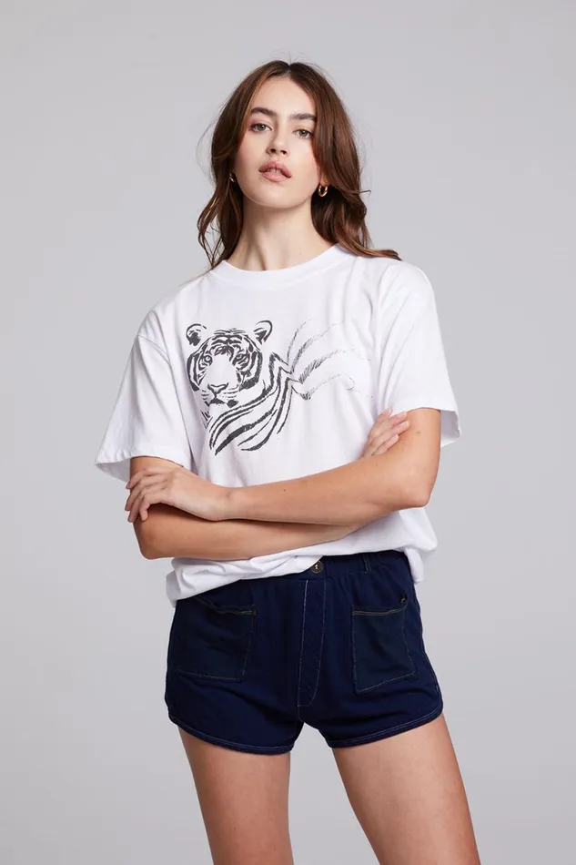 Womens Tops Chaser Brand Tiger Sketch Tee