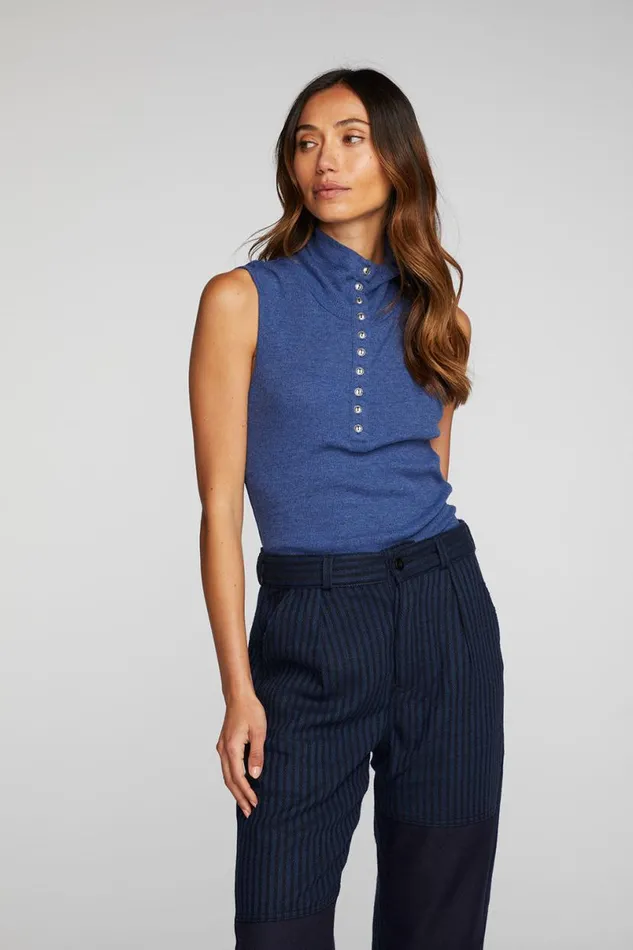 Womens Tops Chaser Brand Triblend Rib Knit Button Down Tank