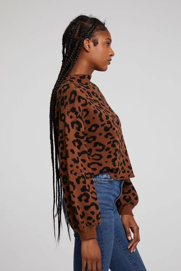 Womens Tops Chaser Brand Willie Old Town Leopard Pullover