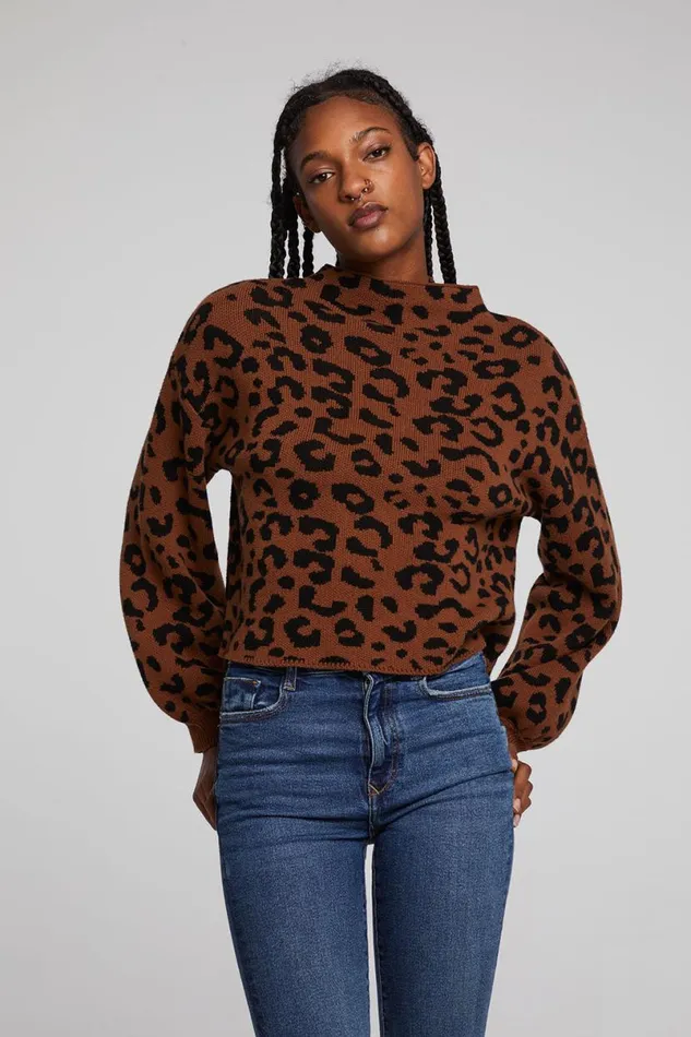 Womens Tops Chaser Brand Willie Old Town Leopard Pullover