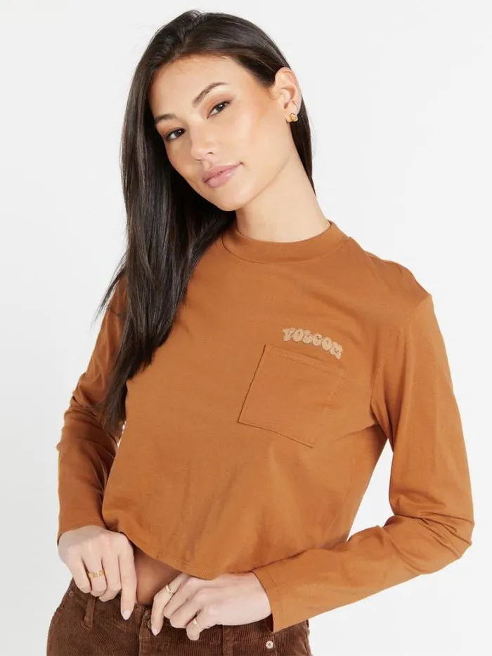 Womens Tops Volcom Pocket Dial Long Sleeve Shirt 8211 Bronze