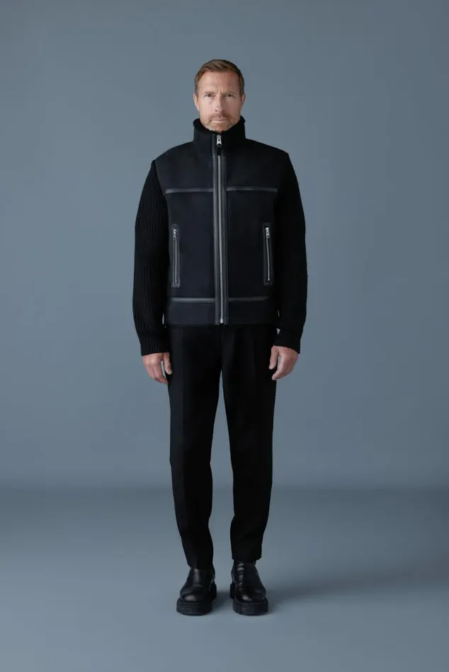 Wool Coats Men Mackage JONATHAN Mixedmedia Shearling Jacket Black