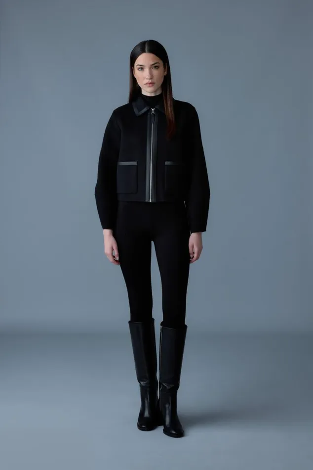 Wool Coats Women Mackage SOLANA DoubleFace Wool Balloon Sleeved Short Jacket Flame