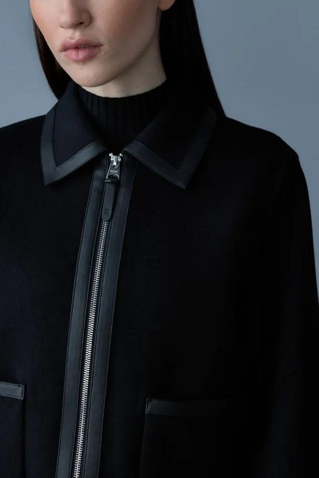 Wool Coats Women Mackage SOLANA DoubleFace Wool Balloon Sleeved Short Jacket Flame