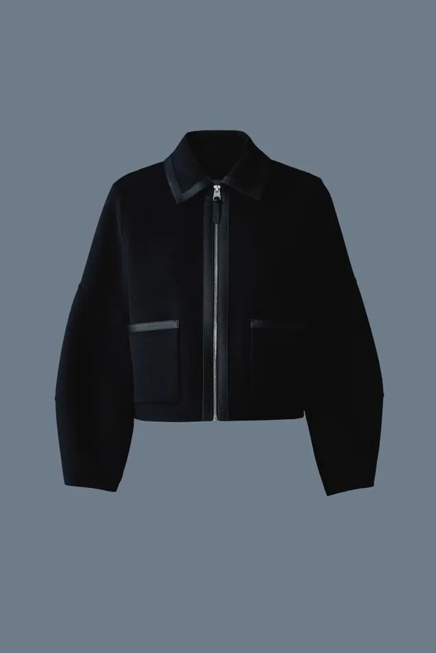 Wool Coats Women Mackage SOLANA DoubleFace Wool Balloon Sleeved Short Jacket Flame