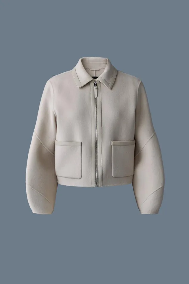Wool Coats Women Mackage SOLANA DoubleFace Wool Balloon Sleeved Short Jacket Flame