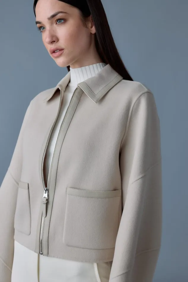 Wool Coats Women Mackage SOLANA DoubleFace Wool Balloon Sleeved Short Jacket Flame