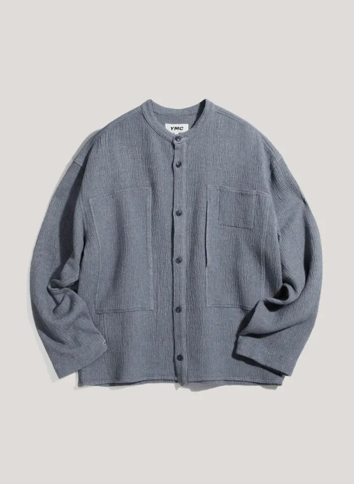YMC Hawkeye Brushed Overshirt Blue Mens Shirts