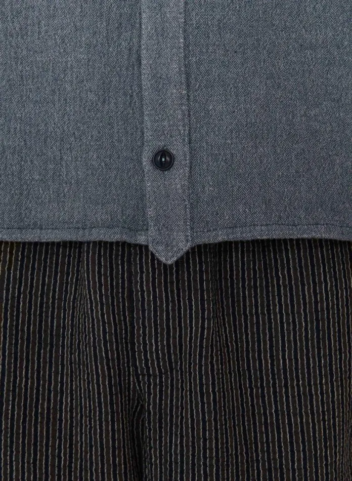 YMC Hawkeye Brushed Overshirt Blue Mens Shirts