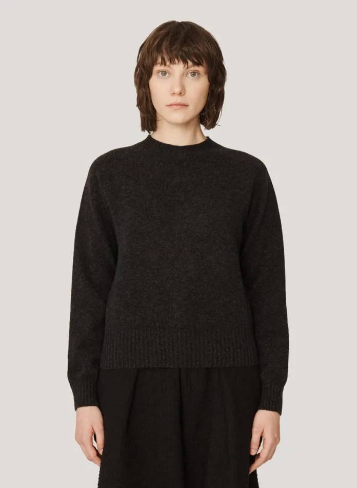 YMC Jets Crew Neck Jumper Black Marl Womens Knitwear