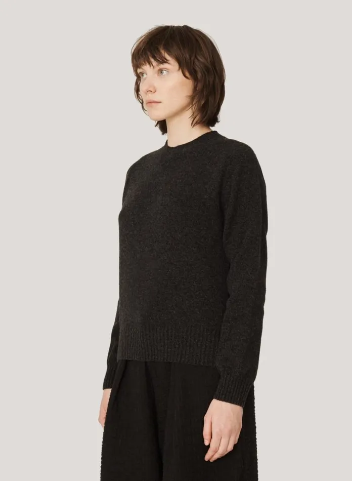 YMC Jets Crew Neck Jumper Black Marl Womens Knitwear