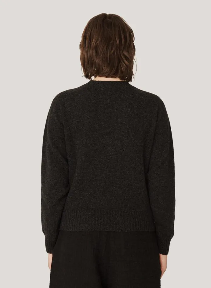 YMC Jets Crew Neck Jumper Black Marl Womens Knitwear