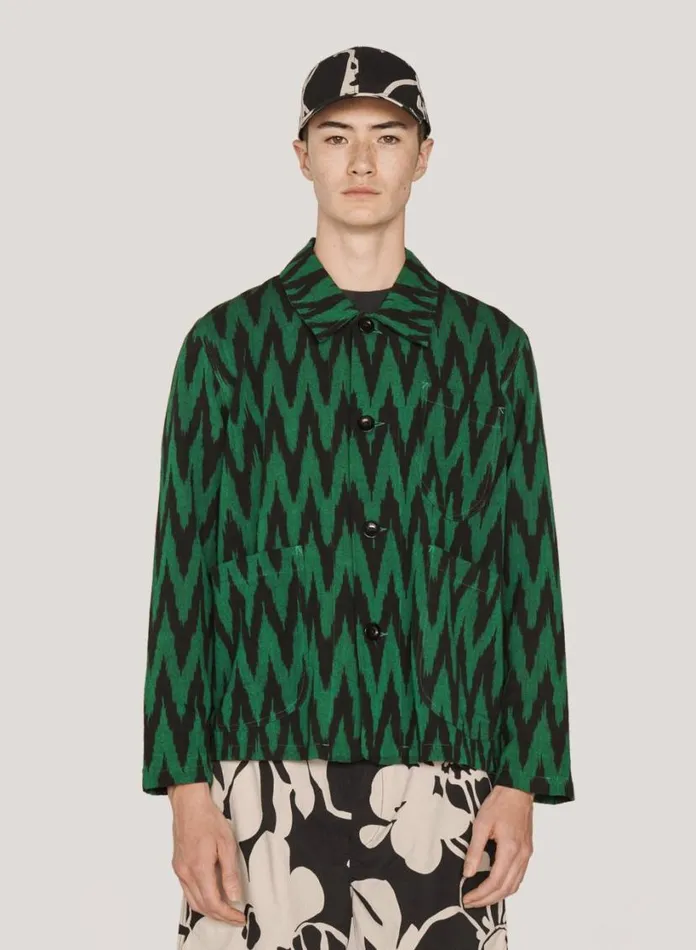 YMC Labour Chore Jacket Green Multi Mens Outerwear