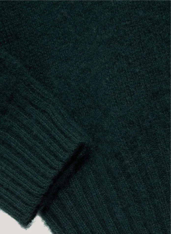 YMC Suedehead Crew Neck Jumper Green Mens Knitwear