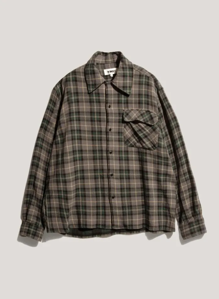 YMC Wray Check Shirt Green Multi Mens Shirts