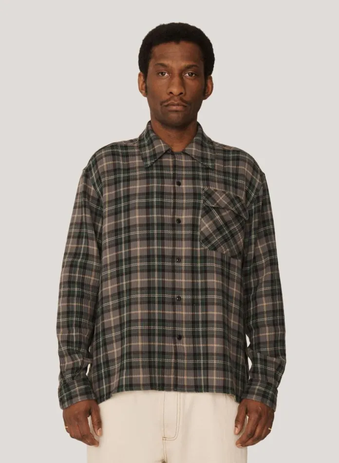YMC Wray Check Shirt Green Multi Mens Shirts
