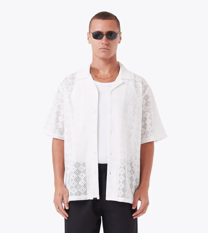 Zanerobe Shirts Men Lace Holiday SS Shirt White