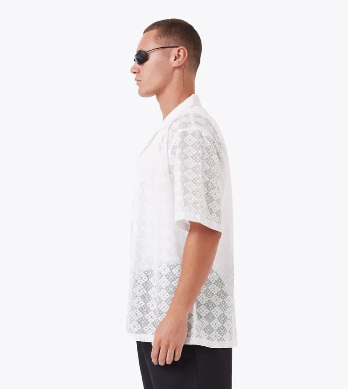 Zanerobe Shirts Men Lace Holiday SS Shirt White