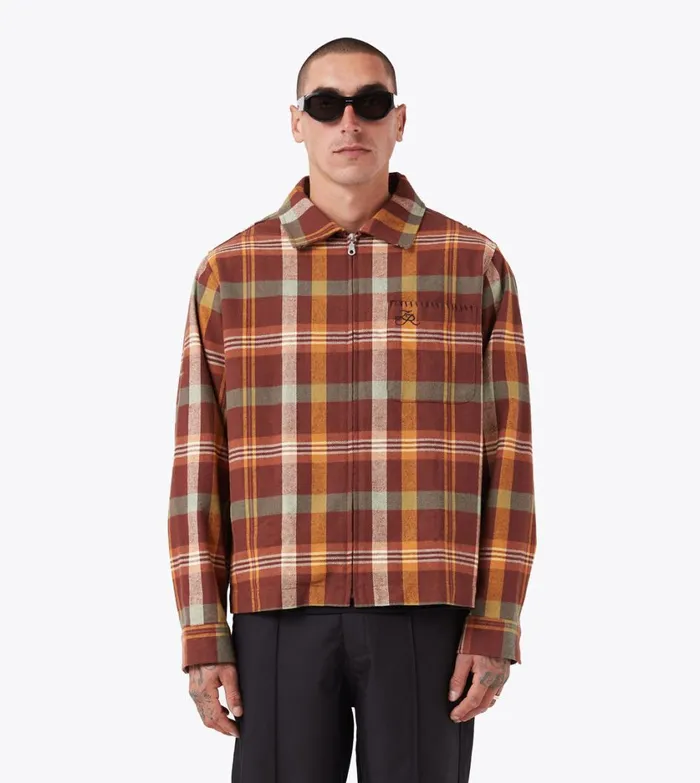 Zanerobe Shirts Men Plaid LS Overshirt Brown