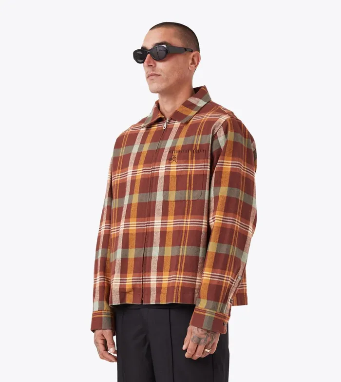 Zanerobe Shirts Men Plaid LS Overshirt Brown