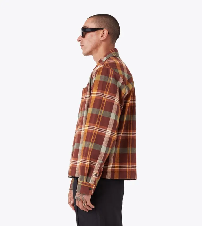 Zanerobe Shirts Men Plaid LS Overshirt Brown